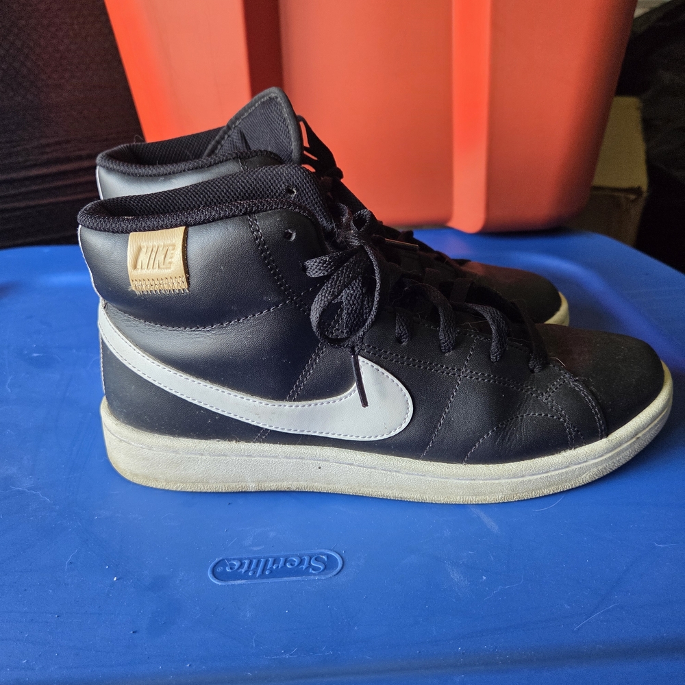 Nike Black and White High-Tops with Tan Accent